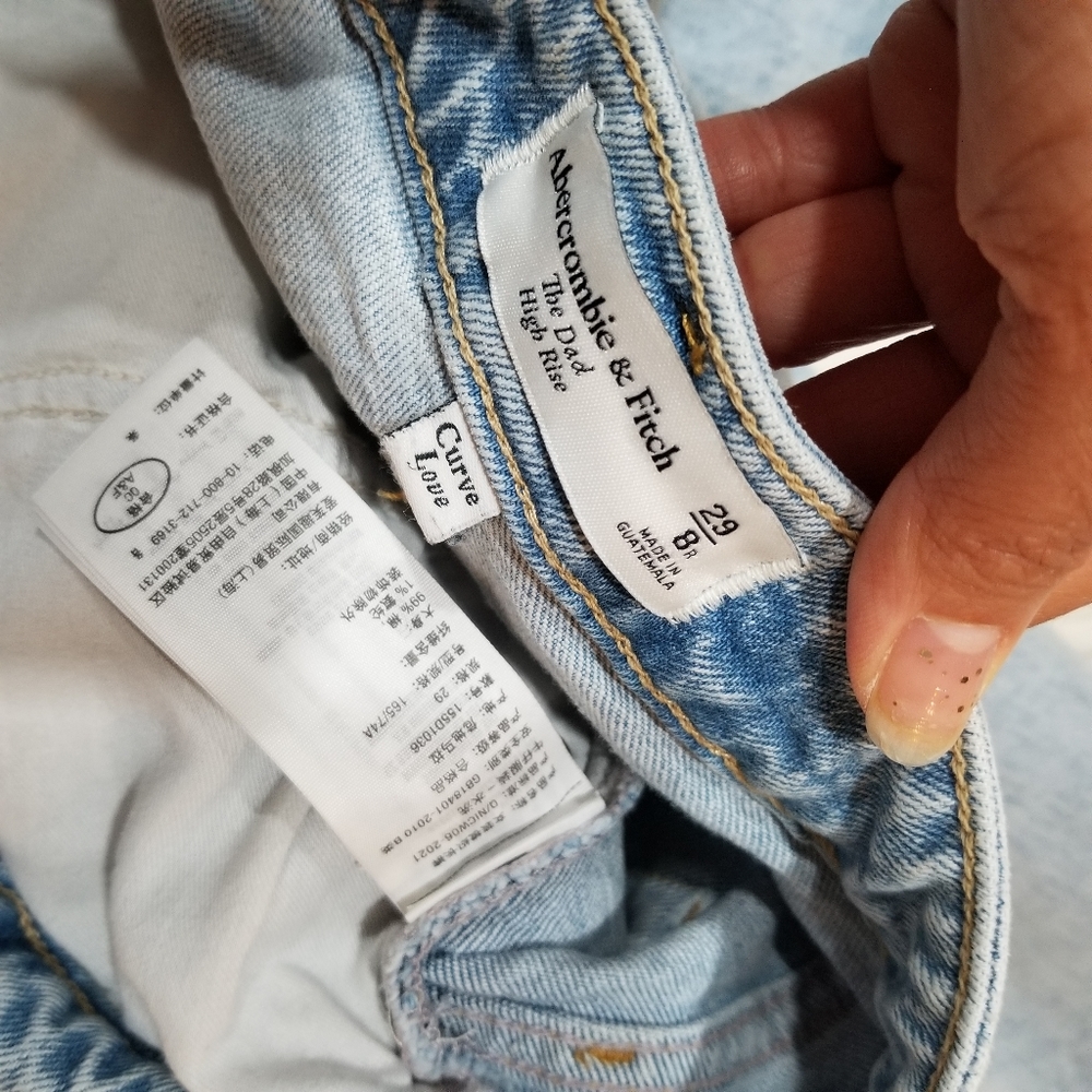 Abercrombie And Fitch Curve Love The Dad High Rise Light Blue Jeans SIZE 29/8R - Picture 16 of 16